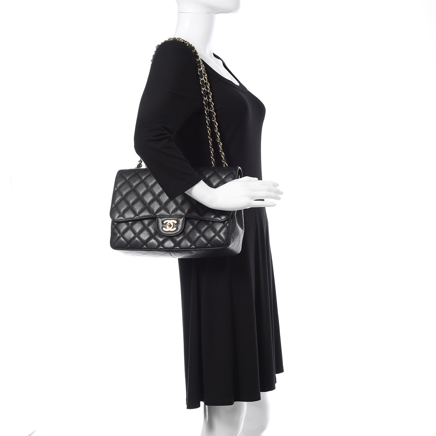 Chanel Caviar Quilted Jumbo Single Flap Black 2 of 11