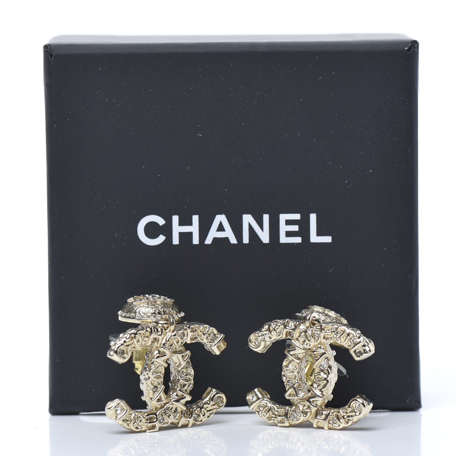 Chanel Crystal CC Drop Logo Earrings Gold 5 of 5