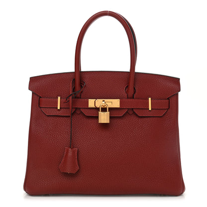 Hermes Taurillon Clemence Birkin 30 Rouge H 1 of 12