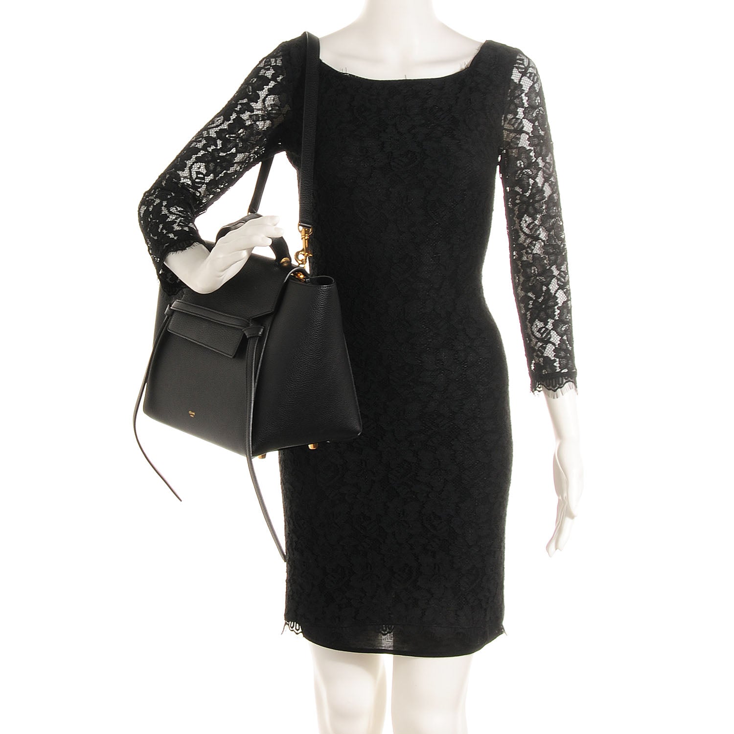 Celine Drummed Calfskin Small Belt Bag Black 2 of 10