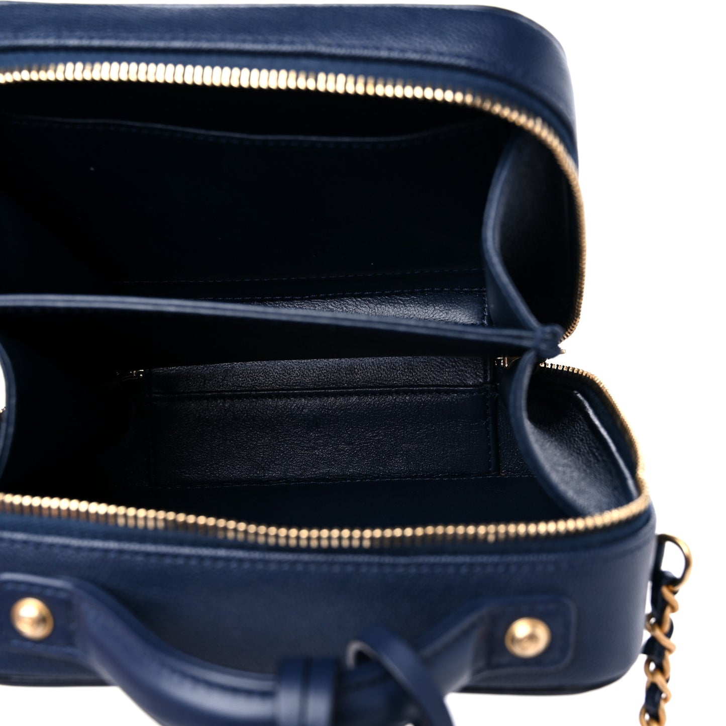 Caviar Quilted Small CC Filigree Vanity Case Navy