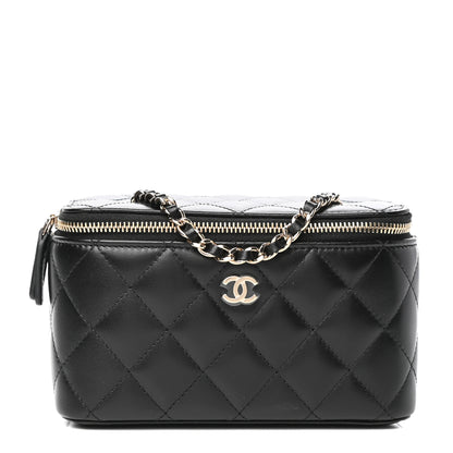 Chanel Lambskin Quilted Small Vanity Case With Chain Black 1 of 10