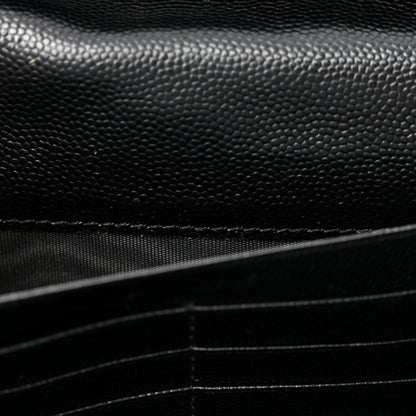 Saint Laurent Grain De Poudre Matelasse Chevron Monogram Chain Wallet Black 7 of 10