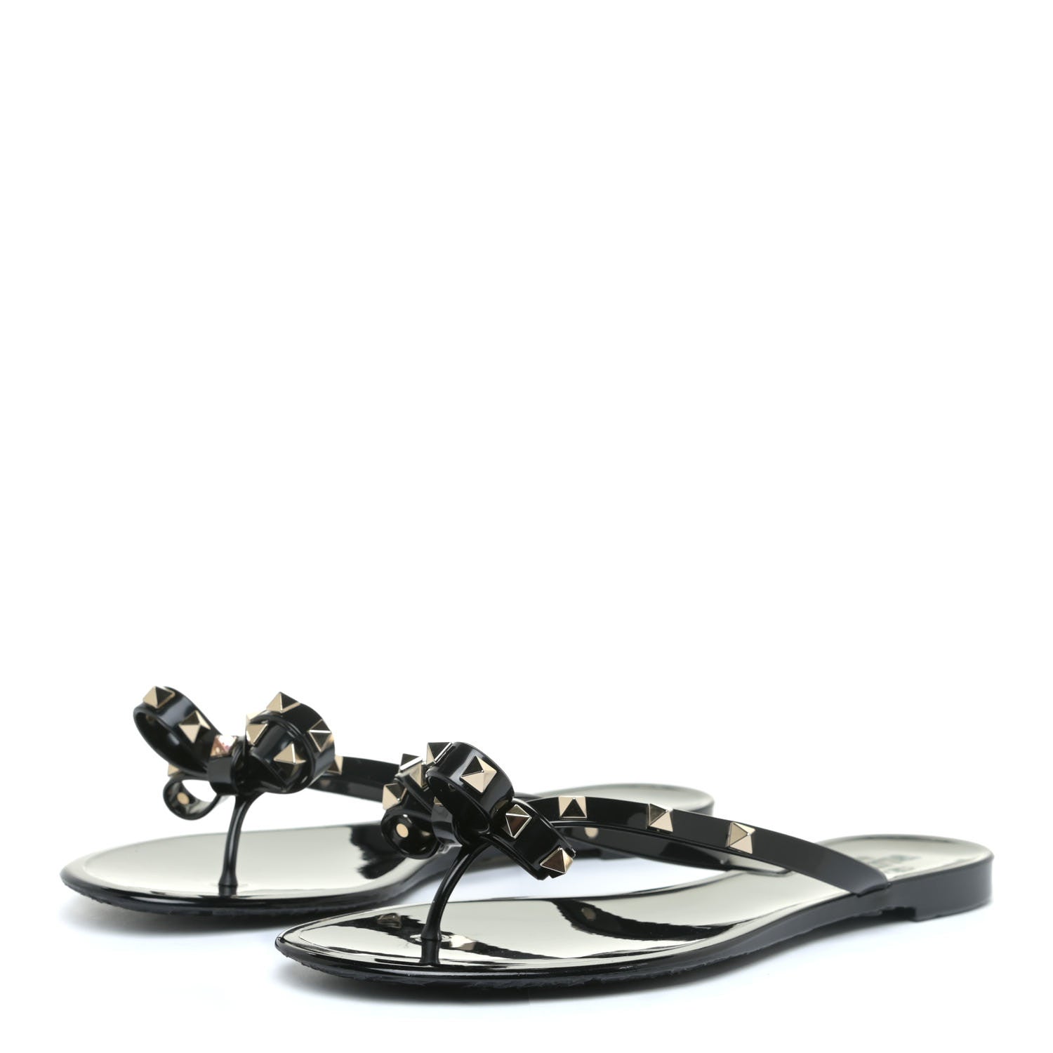 Valentino Garavani PVC Jelly Rockstud Bow Thong Sandals 41 Black 2 of 12