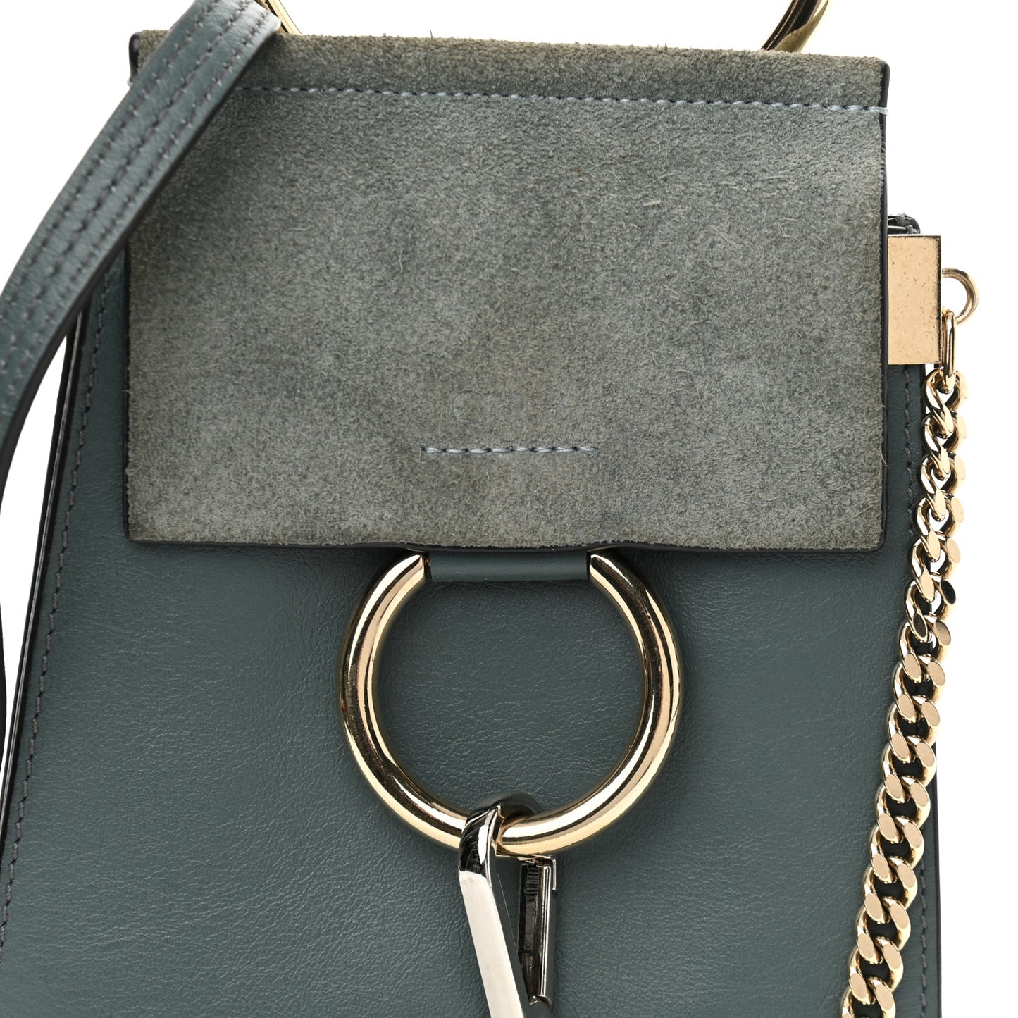 Suede Calfskin Mini Faye Bracelet Bag Cloudy Blue