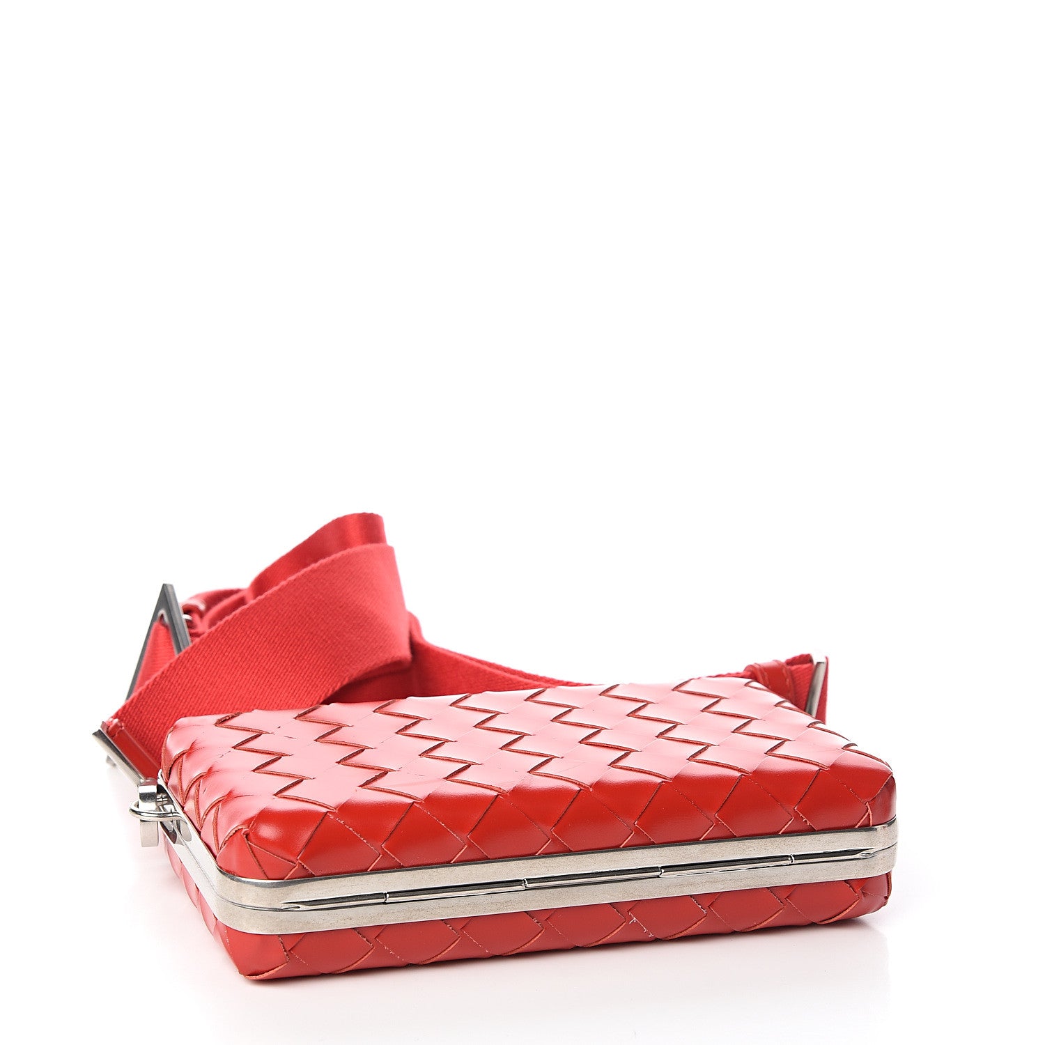 Bottega Veneta Spazzolato Intrecciato Mens Crossbody Messenger Bag Bright Red 3 of 7