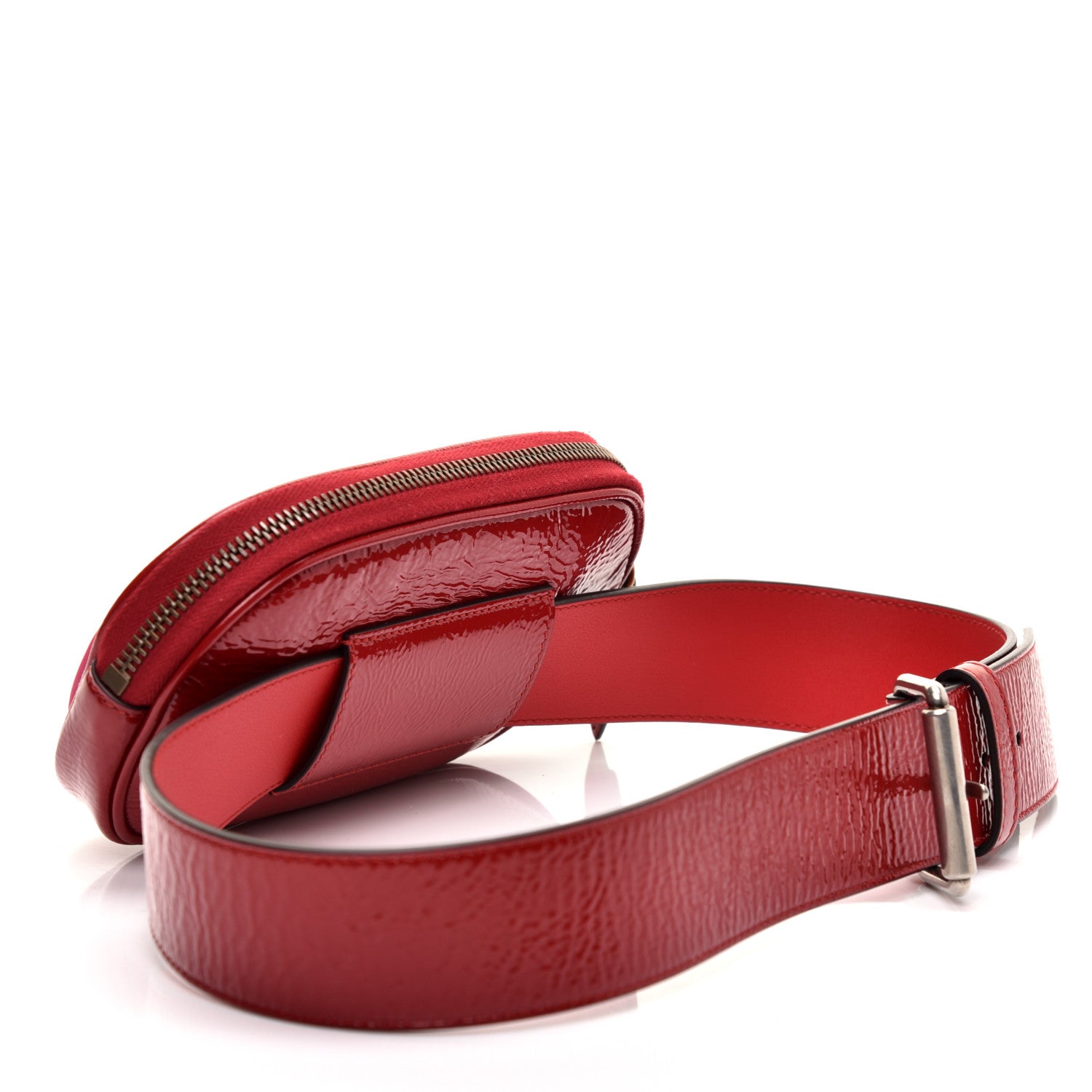Gucci Patent Rubber Game Patch Logo Belt Bag 75 30 Hibiscus Red 3 of 10