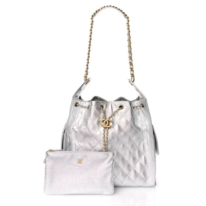 Chanel Metallic Caviar Quilted Medium Chanel 25 Handbag Silver 3 of 12