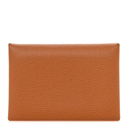 Hermes Epsom Calvi Duo Card Case Gold 1 of 8