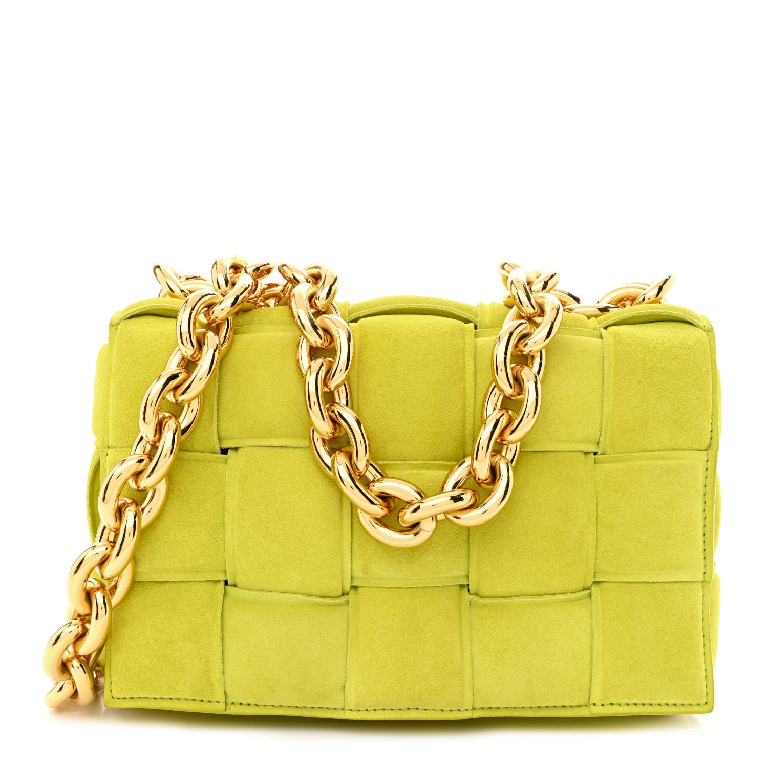 Bottega Veneta Suede Maxi Intrecciato Padded Chain Cassette Crossbody Bag Kiwi 1 of 9
