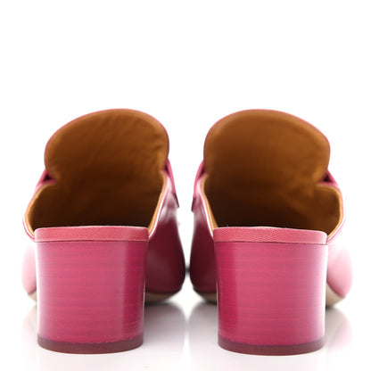 Hermes Goatskin Tuileries Mules 37.5 Rouge Azalee 5 of 9
