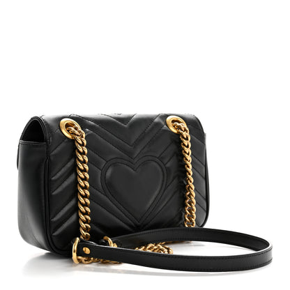 Gucci Calfskin Matelasse Mini GG Marmont Shoulder Bag Black 3 of 10