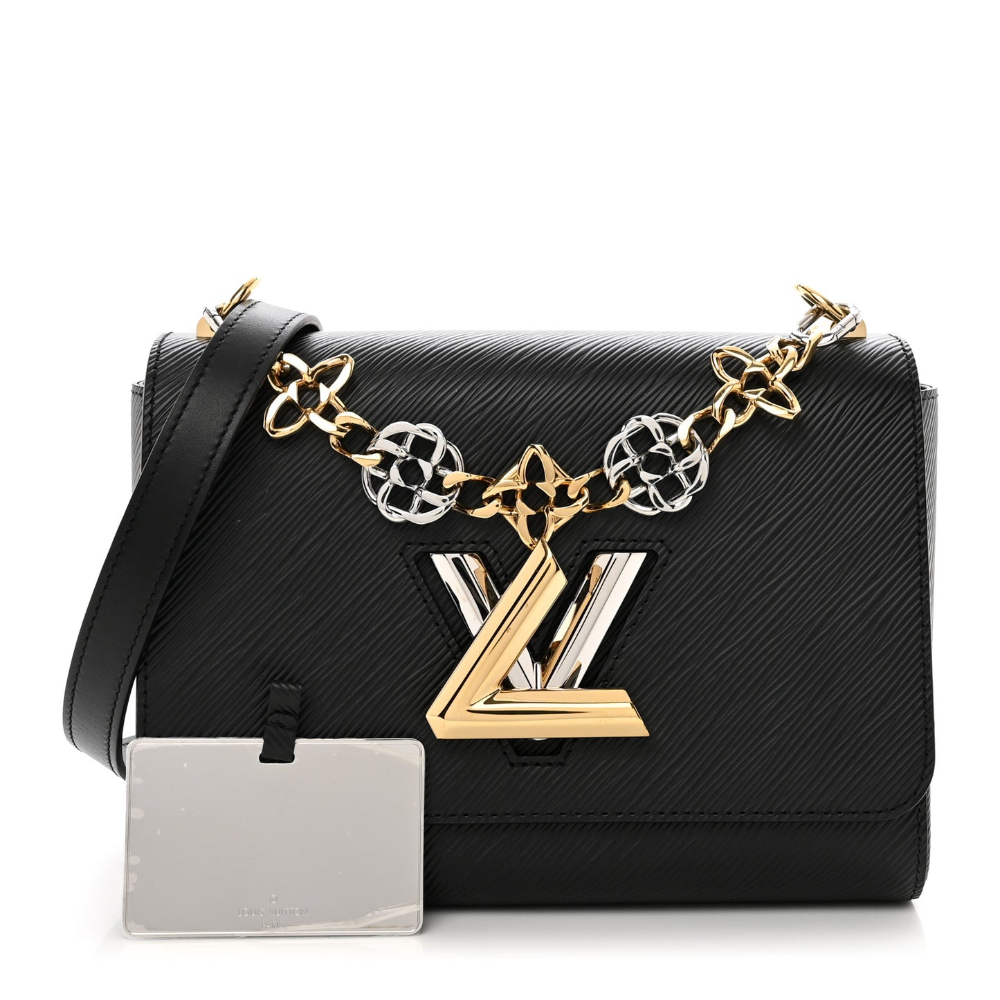 Epi Twist Flowers Chain Shoulder Bag MM Black