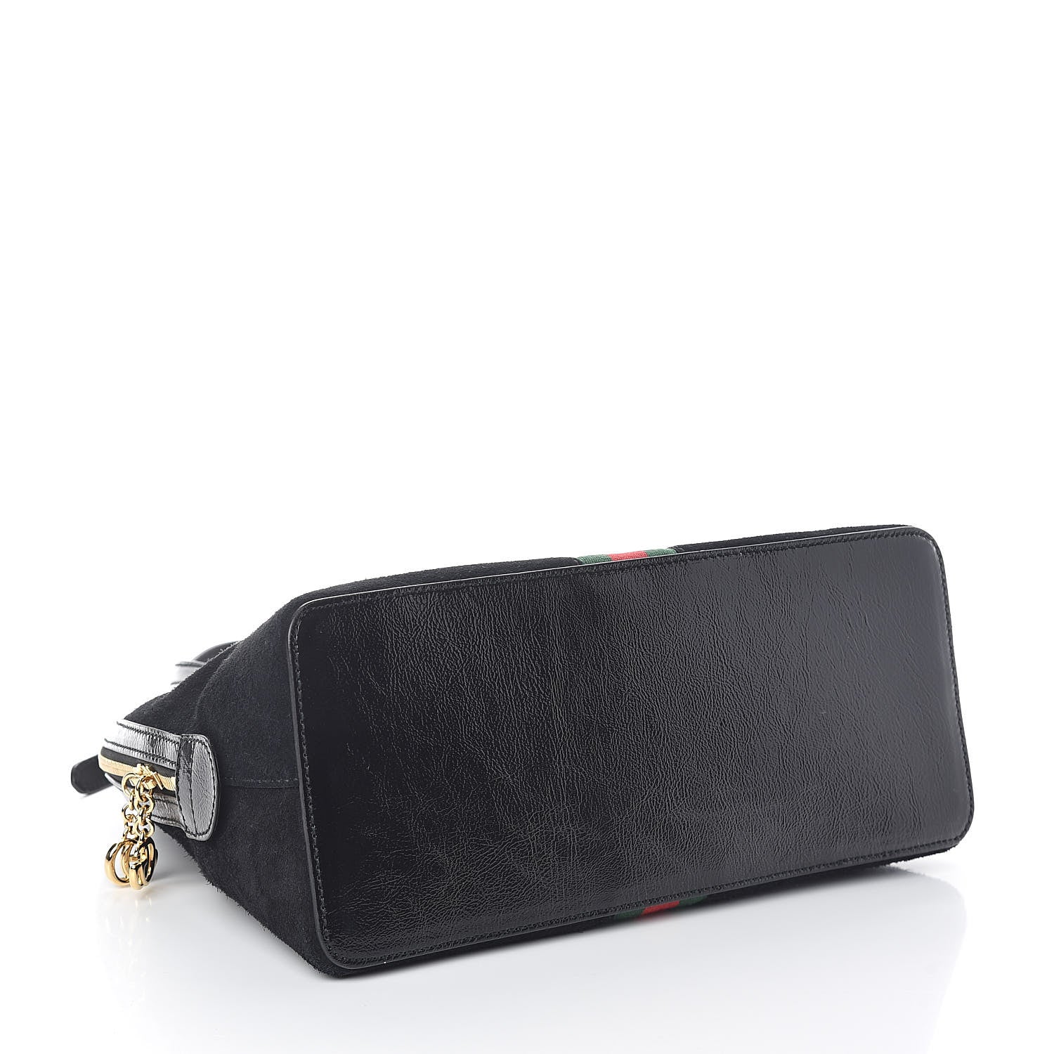 Gucci Suede Patent GG Web Medium Ophidia Top Handle Dome Bag Black 4 of 9