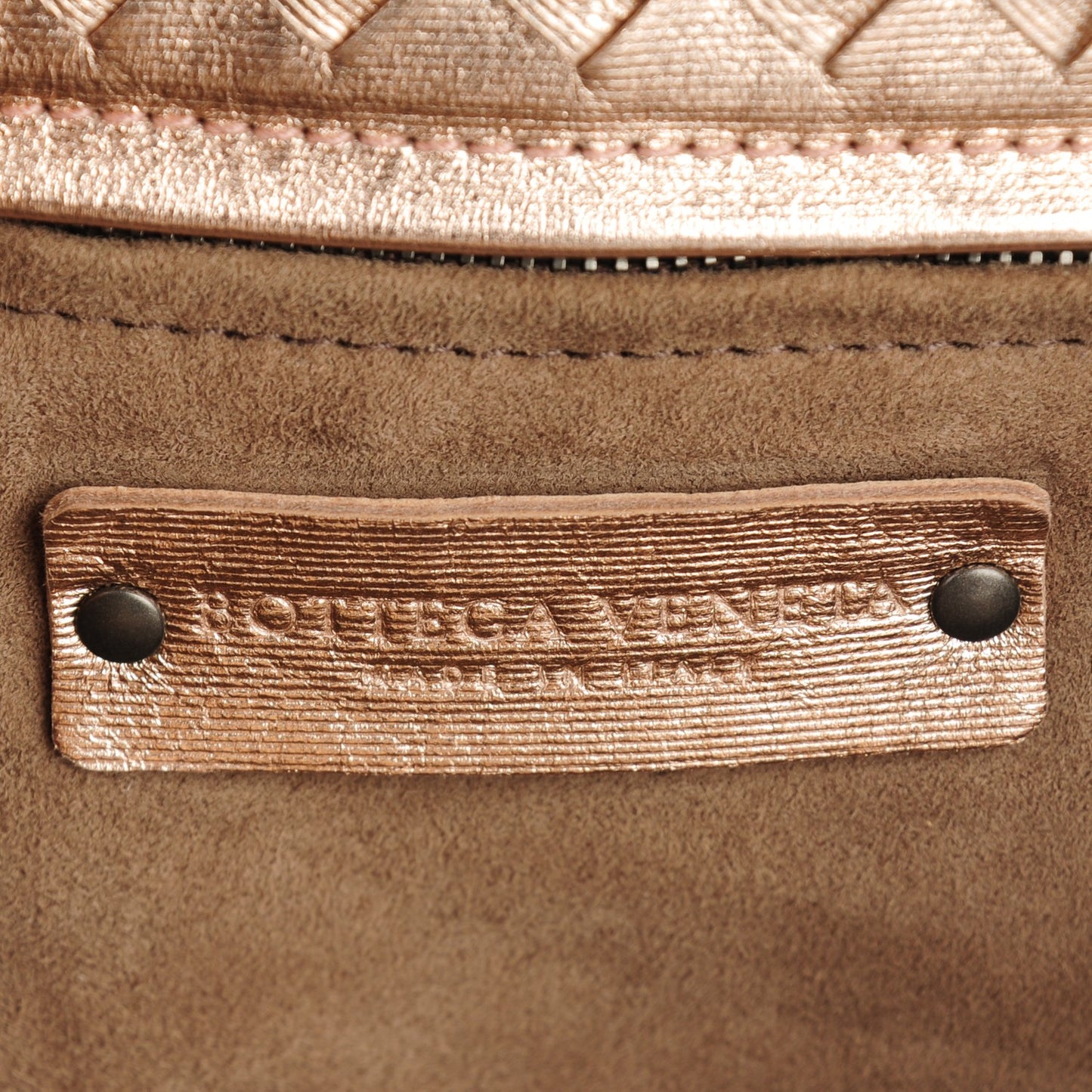 Metallic Grosgrain Intrecciato Medium A Shape Seamless Tote Rose Gold