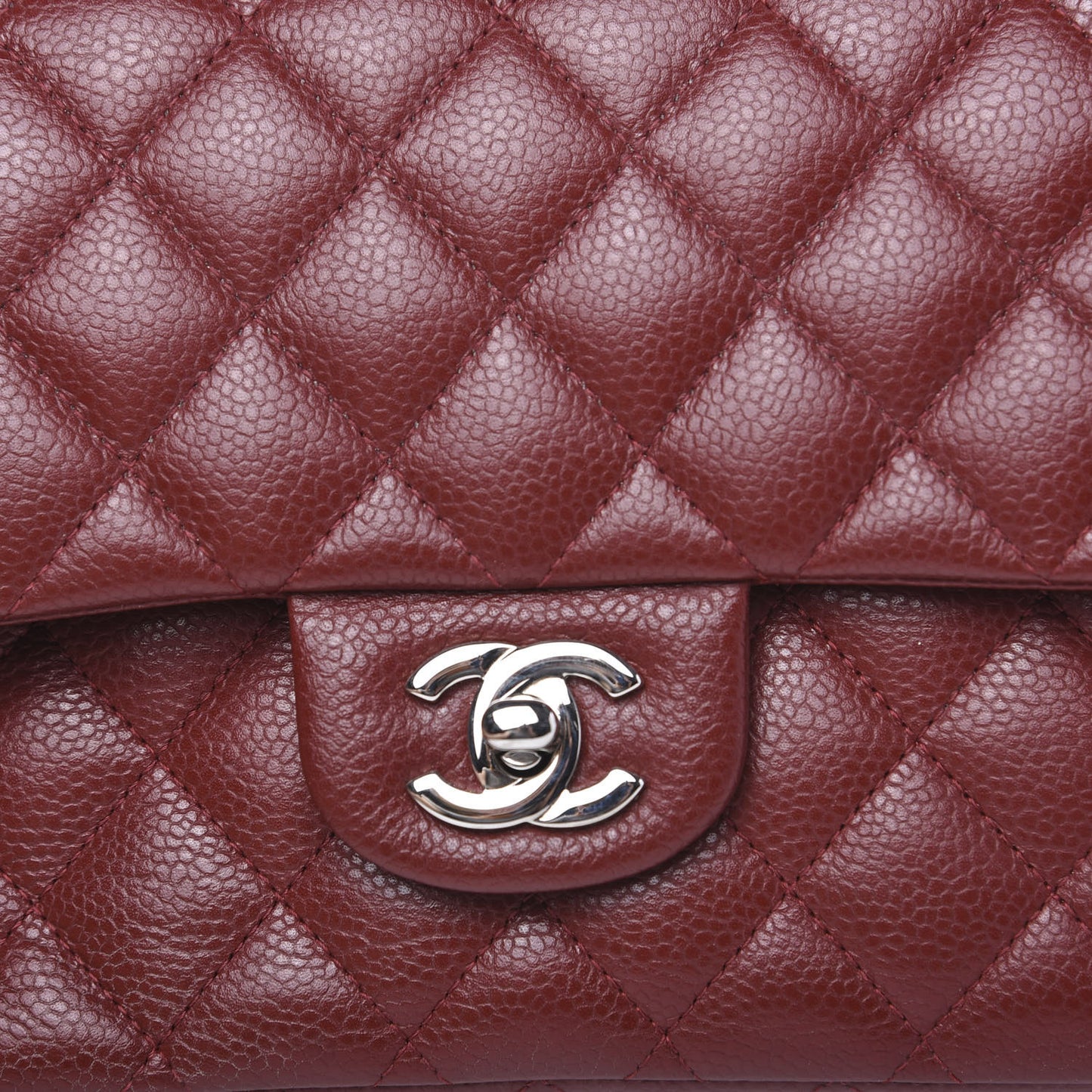 Caviar Quilted Medium Double Flap Dark Red