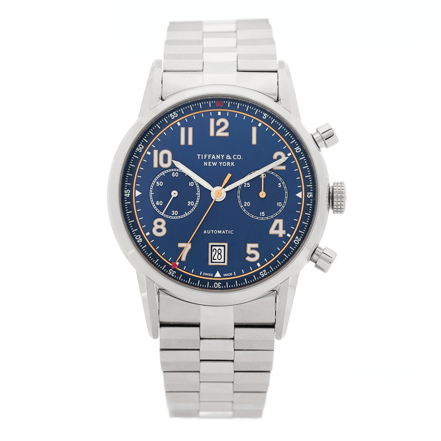 Tiffany Stainless Steel 42mm CT60 Chronograph Automatic Watch Blue 1 of 4