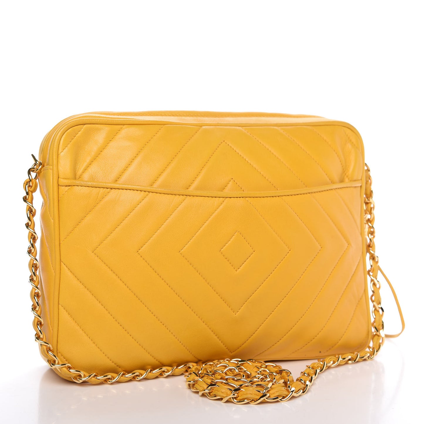 Lambskin Chevron Tassel Camera Case Yellow
