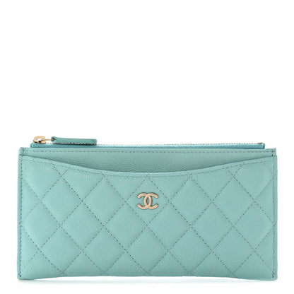 Chanel Caviar Quilted Classic Zip Pouch Light Blue 1 of 8
