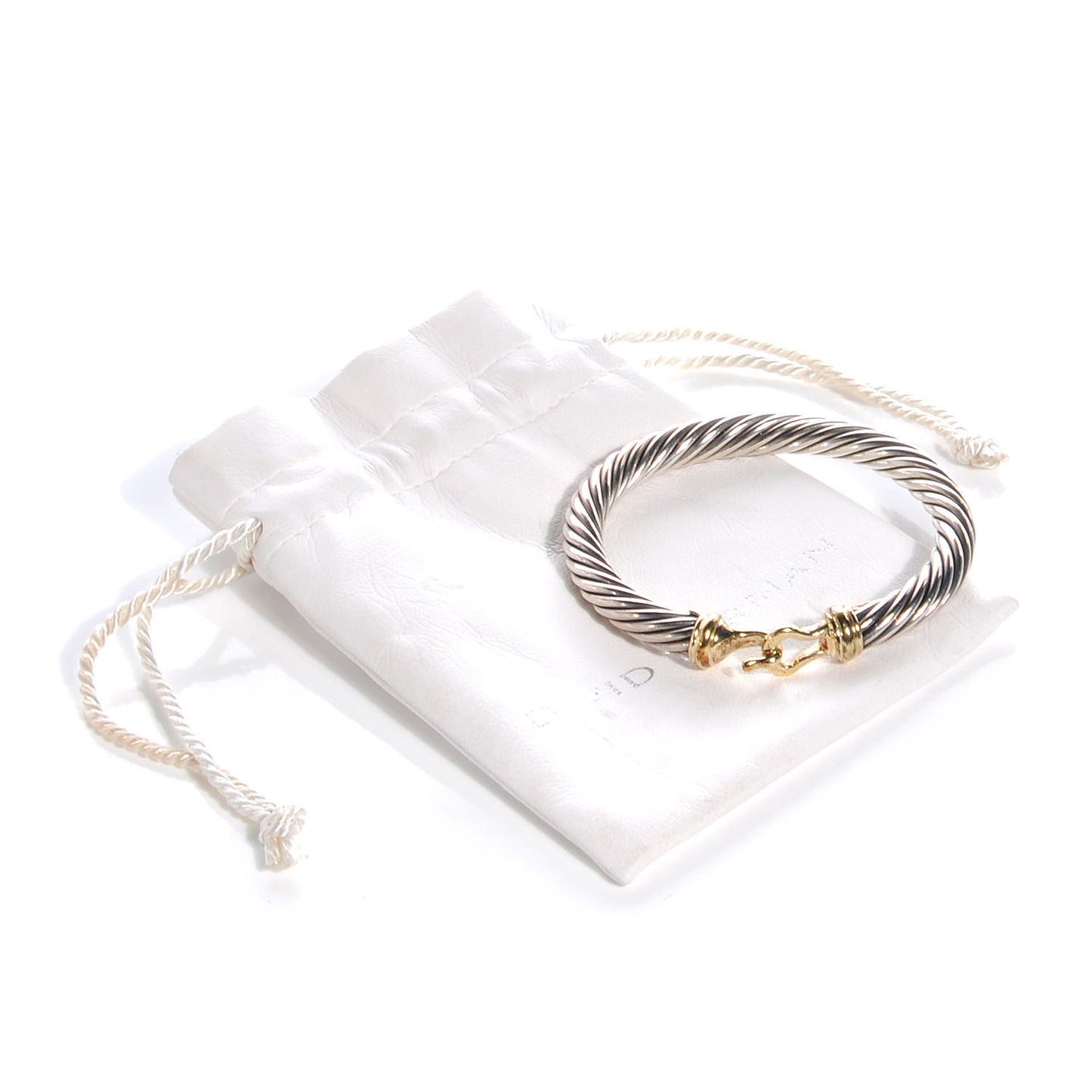 Sterling Silver 14K Yellow Gold 7mm Cable Classic Buckle Bracelet
