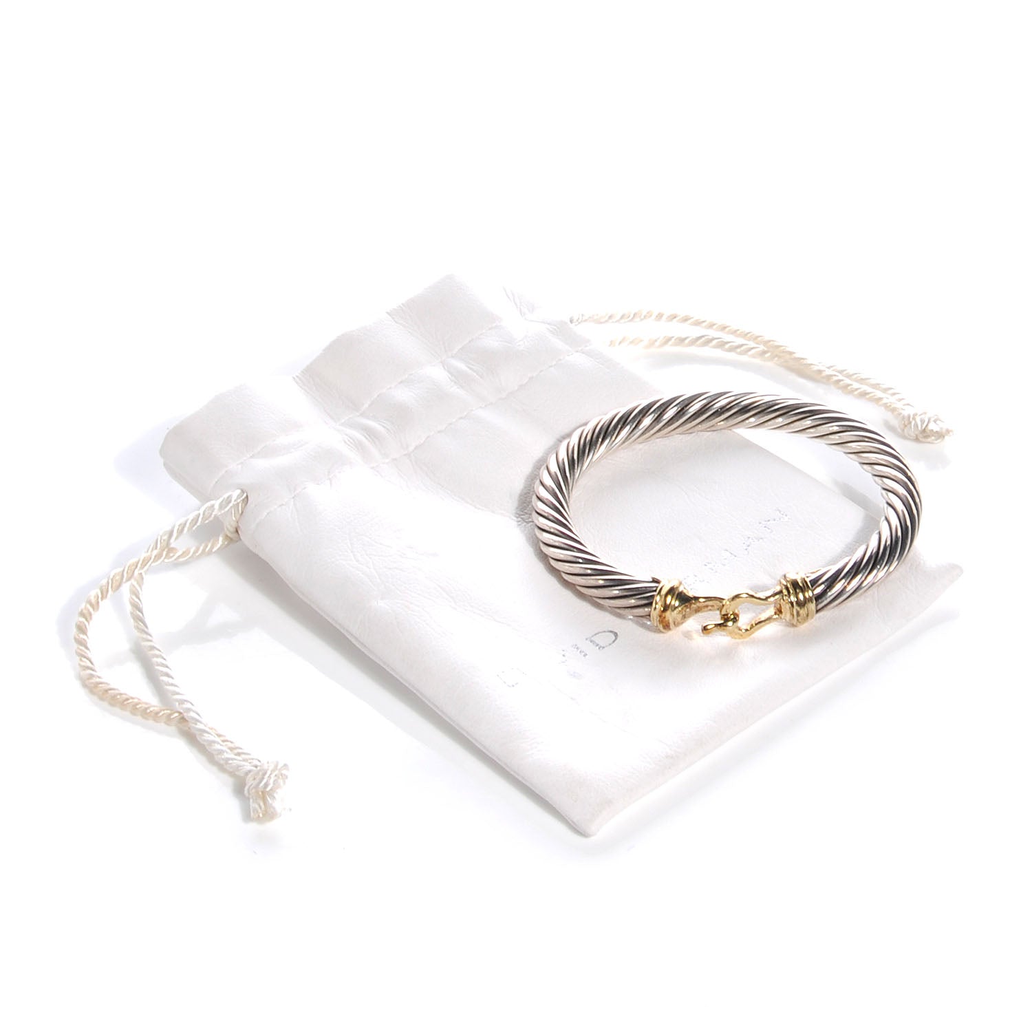 David Yurman Sterling Silver 14K Yellow Gold 7mm Cable Classic Buckle Bracelet 6 of 6