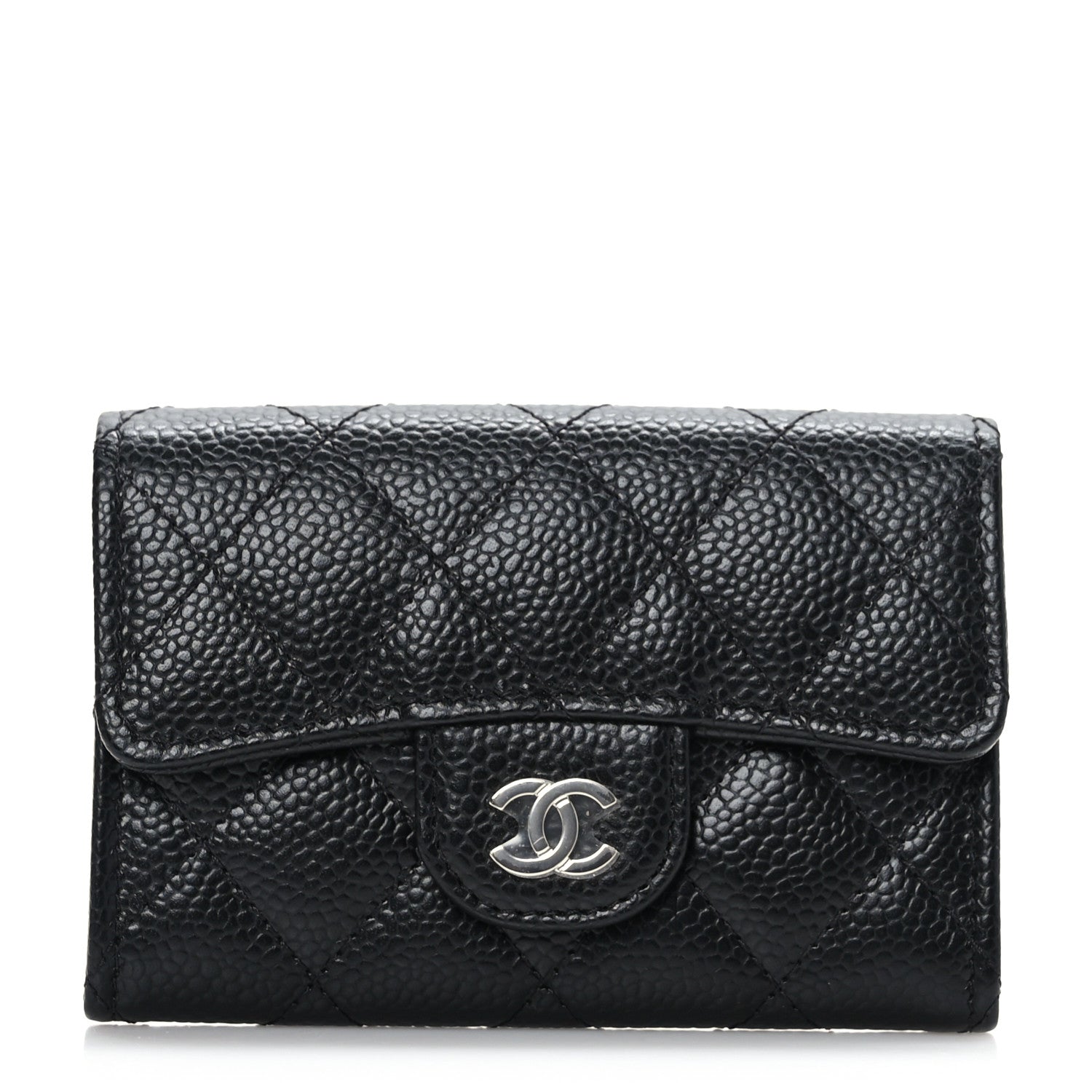 Chanel Caviar Quilted Flap Card Holder Wallet Black 1 of 8