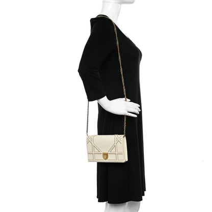 Christian Dior Lambskin Studded Diorama Wallet on Chain Pouch Off White 2 of 13