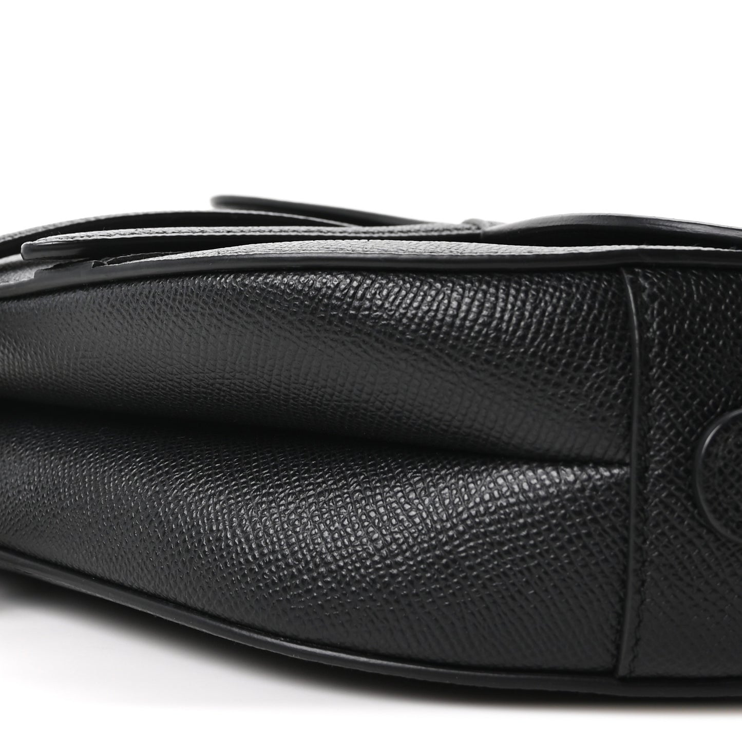 Grained Calfskin Saddle Bag With Strap Black