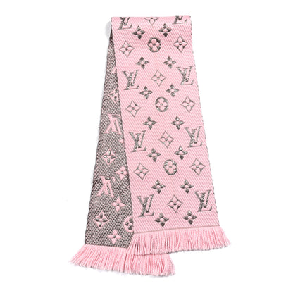 Louis Vuitton Wool Silk Logomania Shine Scarf Pink 2 of 4
