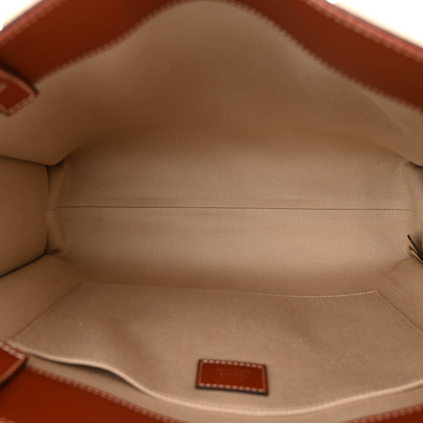 Calfskin Medium Woody Ribbon Tote Sepia Brown