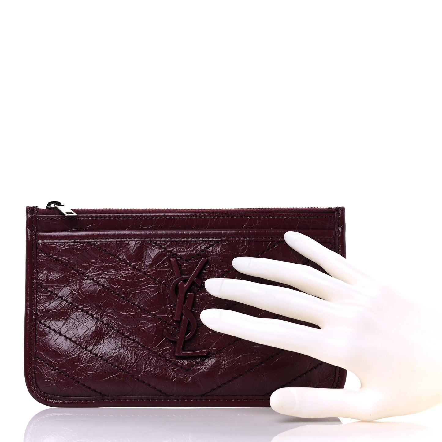 Crinkled Calfskin Matelasse Niki Bill Pouch Rouge Legion