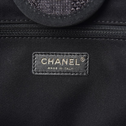 Chanel Mixed Fibers Calfskin Striped Medium Deauville Tote Black 7 of 12