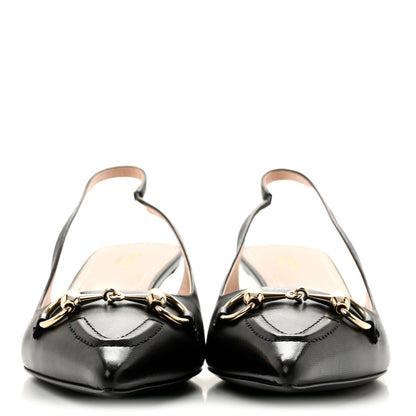 Gucci Malaga Kid Horsebit 45mm Slingback Pumps 39.5 Black 3 of 9