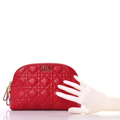 Christian Dior Lambskin Cannage Caro Beauty Pouch Raspberry 2 of 10