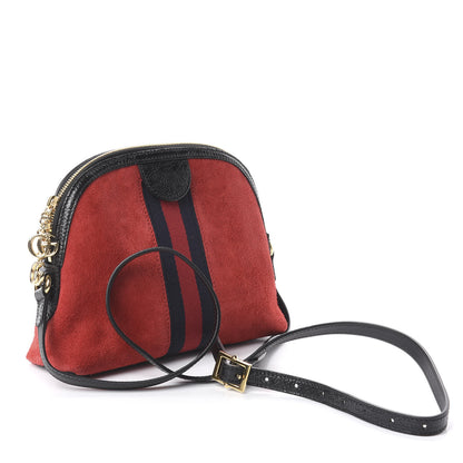Gucci Suede Patent Web GG Small Ophidia Dome Shoulder Bag Hibiscus Red 2 of 8