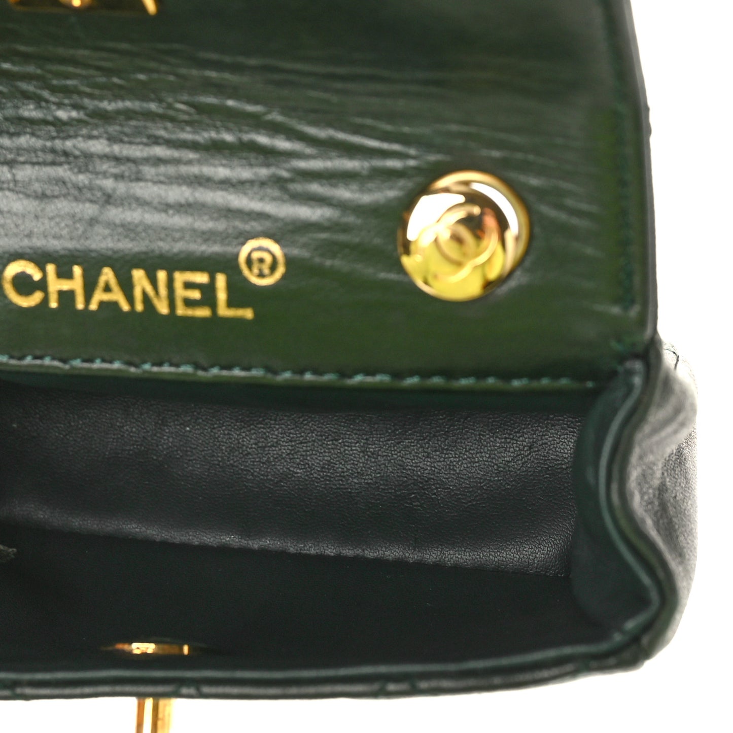 Lambskin Quilted Extra Mini Square Flap Green