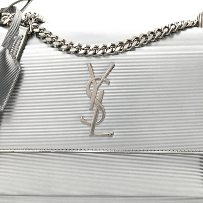 Saint Laurent Specchio Calfskin Striped Medium Monogram Sunset Dark Silver 6 of 9