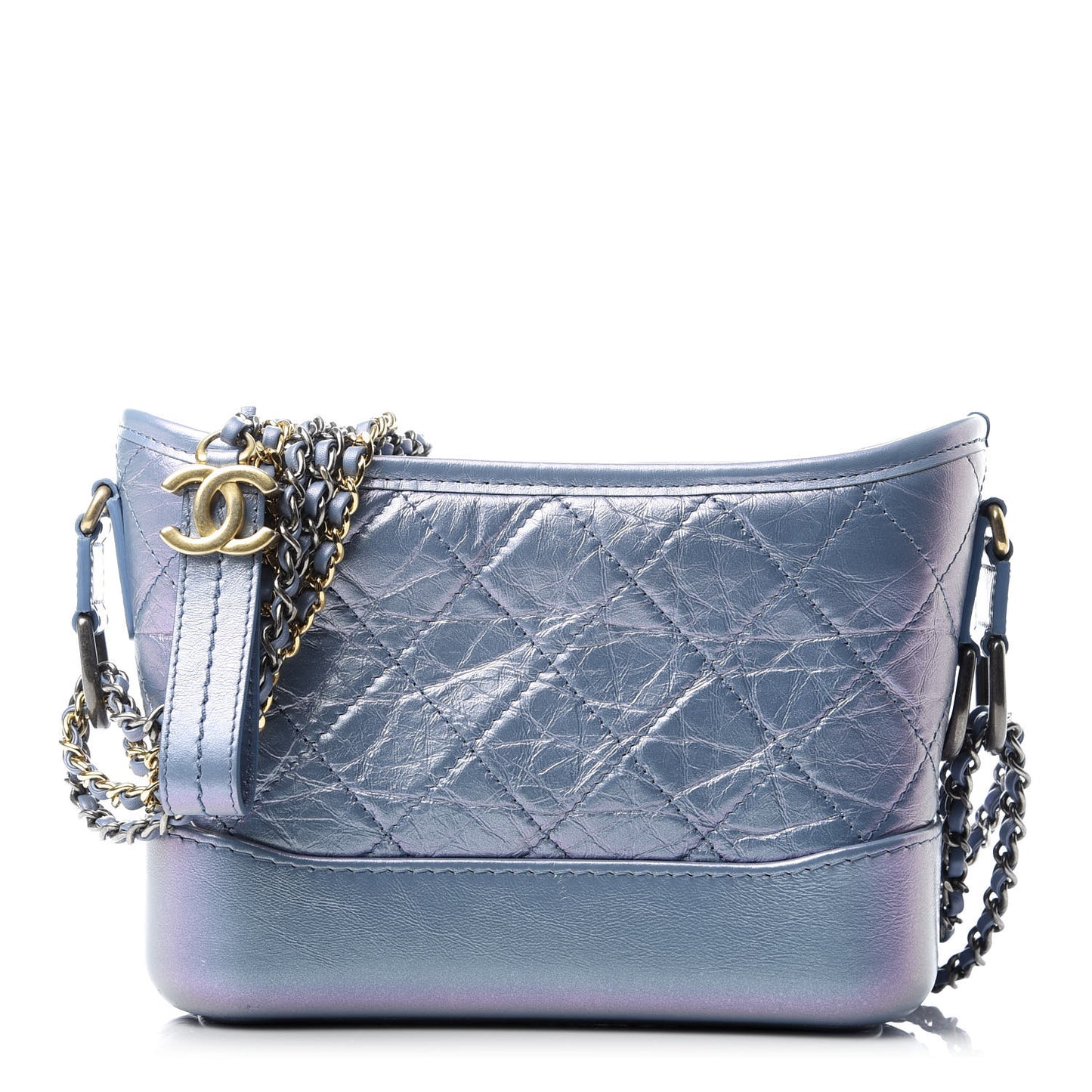 Iridescent Lambskin Calfskin Quilted Small Gabrielle Hobo Blue