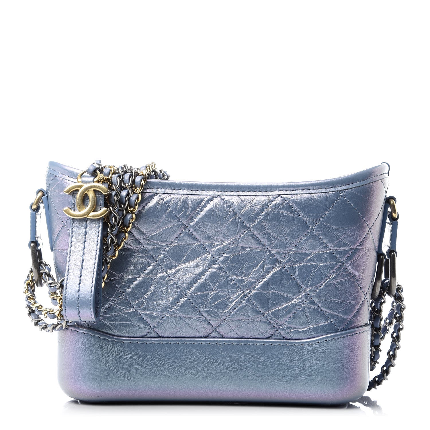 Chanel Iridescent Lambskin Calfskin Quilted Small Gabrielle Hobo Blue 1 of 9