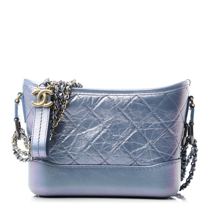 Chanel Iridescent Lambskin Calfskin Quilted Small Gabrielle Hobo Blue 1 of 9