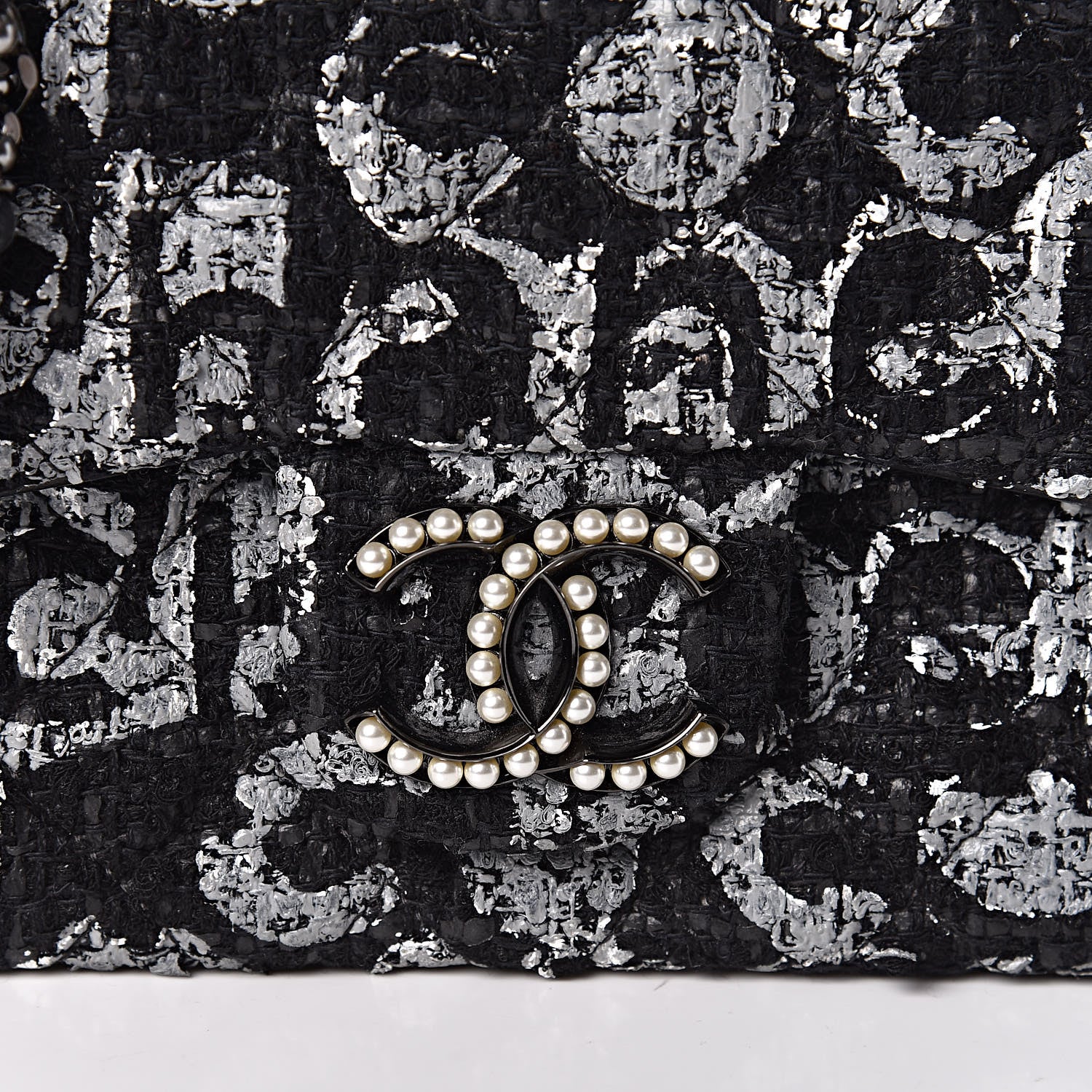 Chanel Tweed Westminster Pearl Flap Black 14 of 15