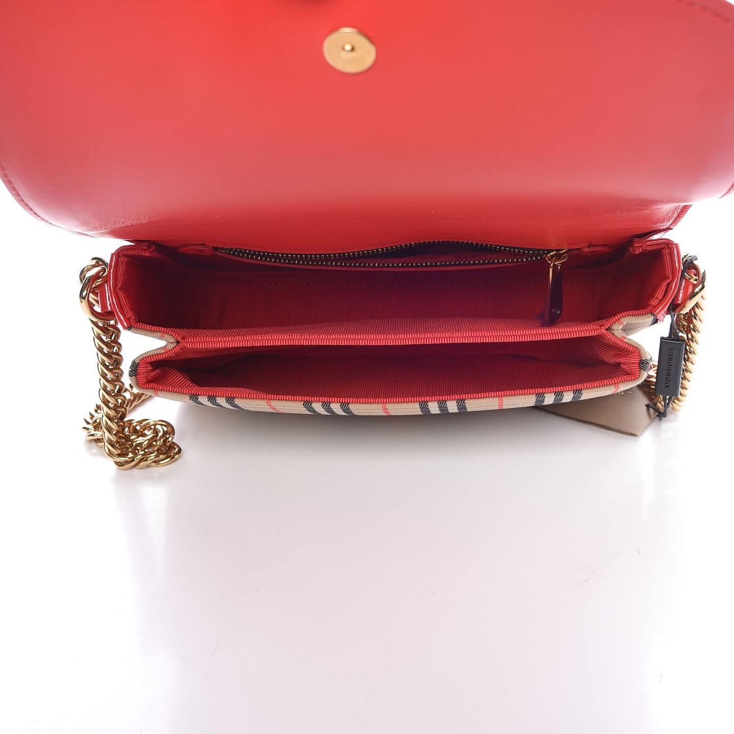 Patent 1983 Knight Check Link Shoulder Bag Bright Red