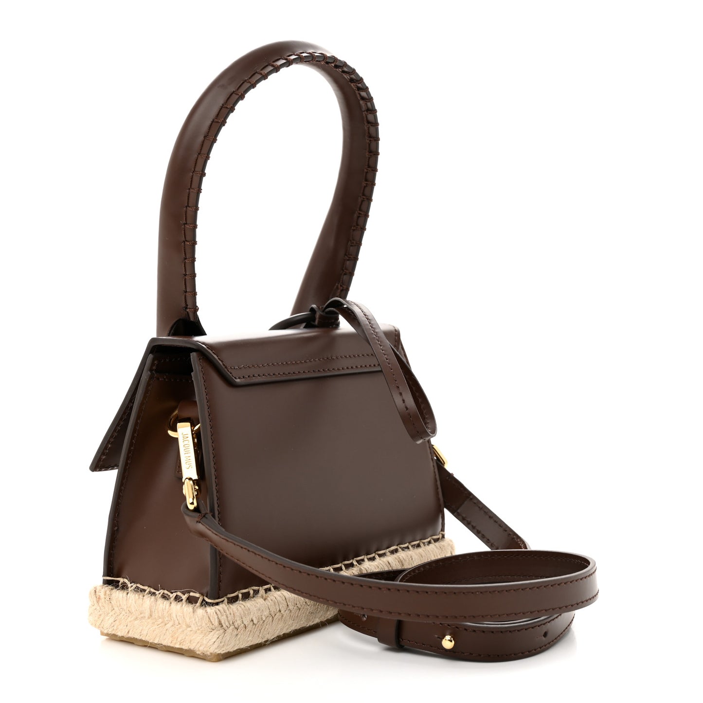 Smooth Calfskin Raffia Le Chiquito Moyen Corado Brown