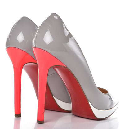 Christian Louboutin Patent Pigalle Plato 120 Pumps 35 Fluo Souris Craie 4 of 14