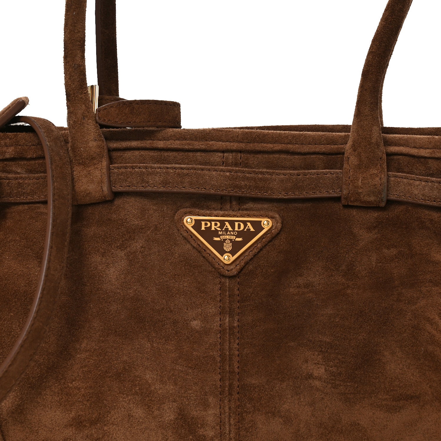Prada Suede Triangle Medium Bonnie Shoulder Bag Cacao 7 of 9