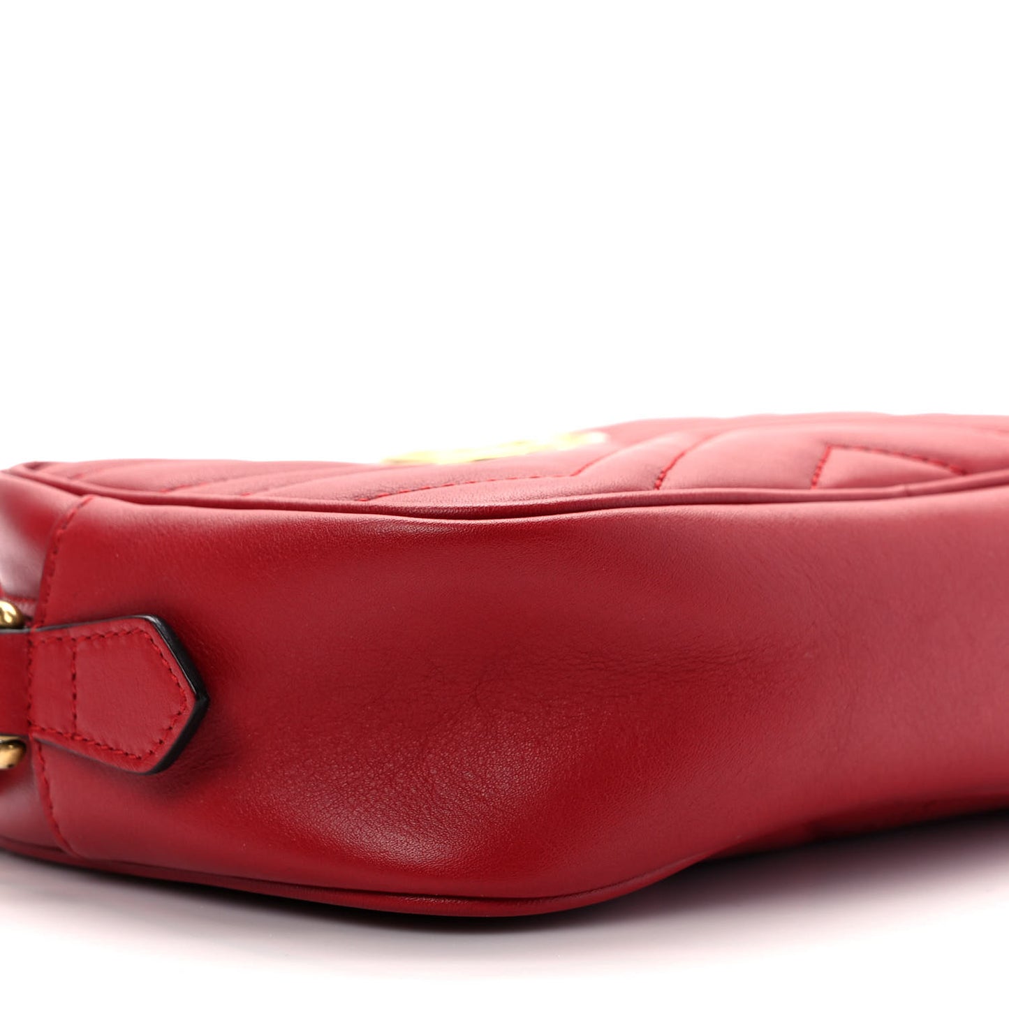 Calfskin Matelasse Mini GG Marmont Chain Shoulder Bag Hibiscus Red