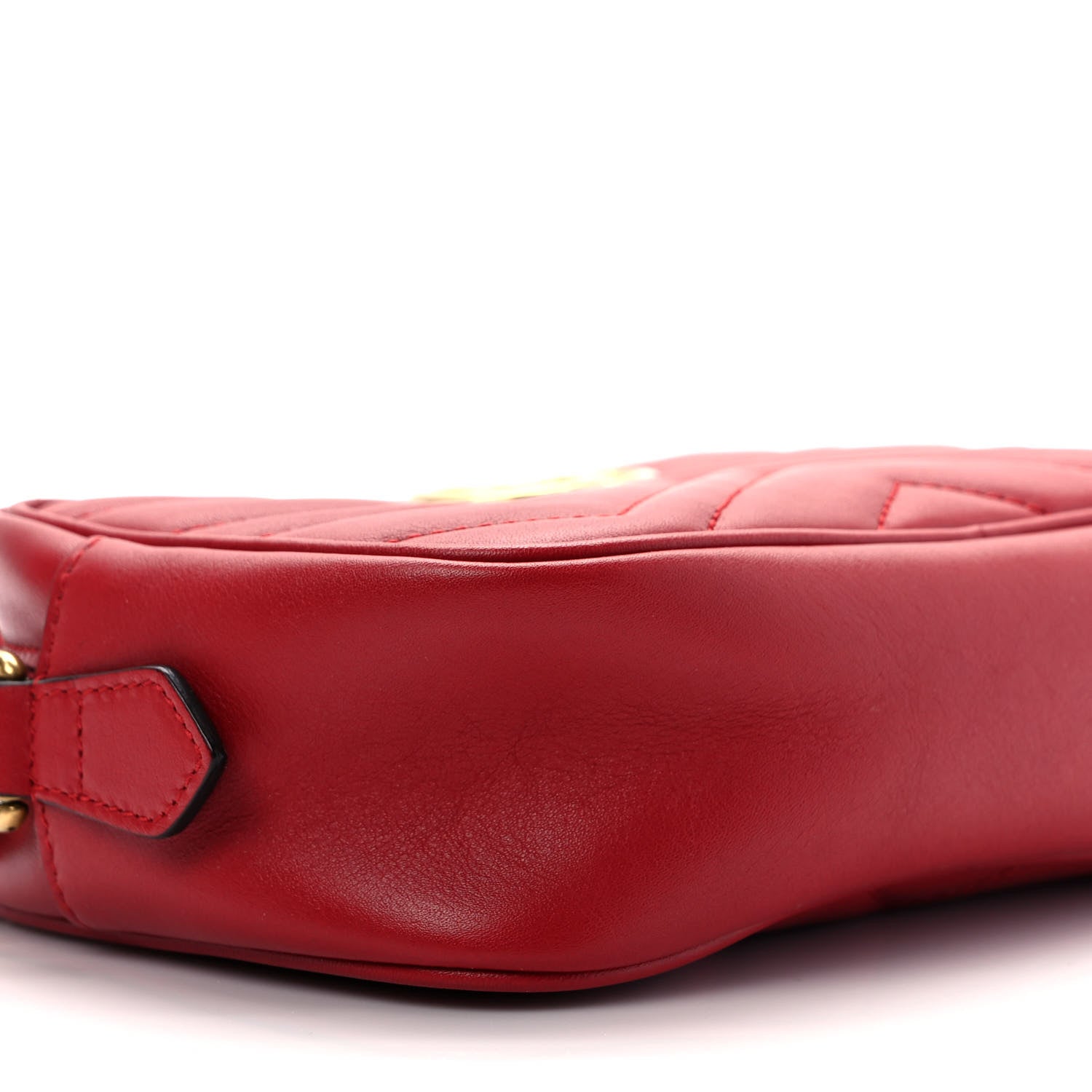 Gucci Calfskin Matelasse Mini GG Marmont Chain Shoulder Bag Hibiscus Red 8 of 9