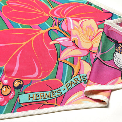 Hermes Silk Jersey Flamingo Party Maxi Pointe Triangle Scarf 5 of 8