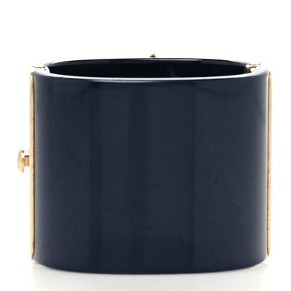 Chanel Resin Enamel Crystal Pearl Floral Logo CC Cabochon Cuff Black Multicolor 3 of 6