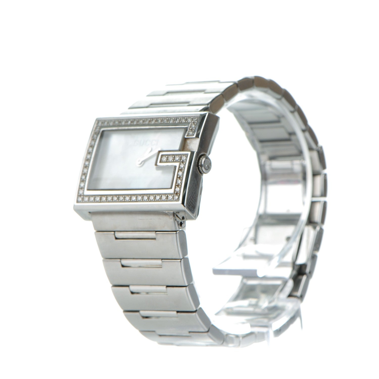Gucci Stainless Steel Diamond Bezel Mother of Pearl 31mm 100L Quartz Watch 3 of 8